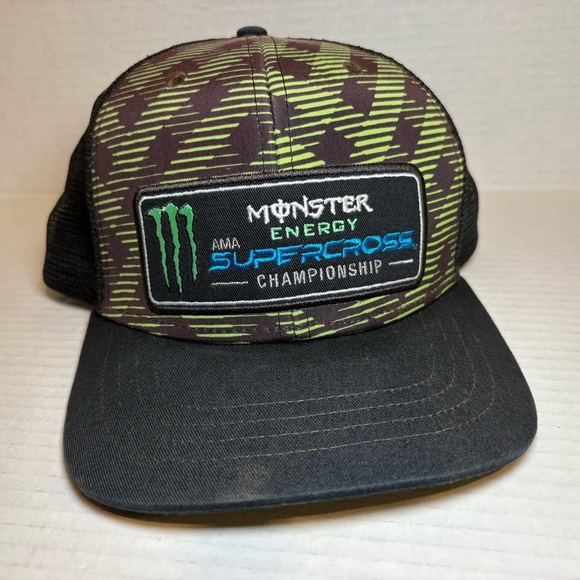 Monster Energy AMA Supercross Championship Hat Cap Snap Back Black Adult OSFA - Picture 1 of 6